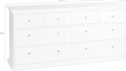 Home affaire Kommode »Paris, Aufbewahrung, Schubladenschrank, Stauraum, mit 8 Schubladen« Landhausstil, Elegant, geräumig, Breite 184 cm, Höhe 87 cm