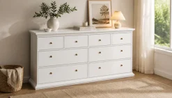 Home affaire Kommode »Paris, Aufbewahrung, Schubladenschrank, Stauraum, mit 8 Schubladen« Landhausstil, Elegant, geräumig, Breite 184 cm, Höhe 87 cm