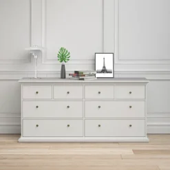 Home affaire Kommode »Paris, Aufbewahrung, Schubladenschrank, Stauraum, mit 8 Schubladen« Landhausstil, Elegant, geräumig, Breite 184 cm, Höhe 87 cm