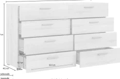 Home affaire Kommode »Pepe, Aufbewahrung, Schubladenschrank, Stauraum« Sideboard mit 8 Schubläden, Breite 140 cm, Höhe 82 cm