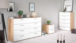 Home affaire Kommode »Pepe, Aufbewahrung, Schubladenschrank, Stauraum« Sideboard mit 8 Schubläden, Breite 140 cm, Höhe 82 cm