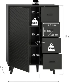 Home affaire Kommode »RHOMBUS,hochwertige MDF-Front mit Karo-Optik« 1 Stk. tlg. Kommode, Anrichte, Wohnzimmer, Esszimmer