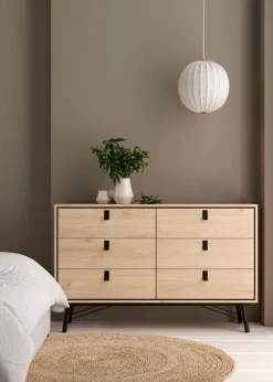 Home affaire Kommode »Ry Aufbewahrung, Schubladenschrank, Stauraum,« Sideboard mit 6 Schubladen, Breite 150 cm, Höhe 95 cm, Massivholzbeine
