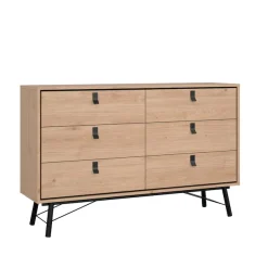 Home affaire Kommode »Ry Aufbewahrung, Schubladenschrank, Stauraum,« Sideboard mit 6 Schubladen, Breite 150 cm, Höhe 95 cm, Massivholzbeine