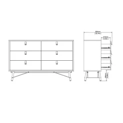 Home affaire Kommode »Ry Aufbewahrung, Schubladenschrank, Stauraum,« Sideboard mit 6 Schubladen, Breite 150 cm, Höhe 95 cm, Massivholzbeine