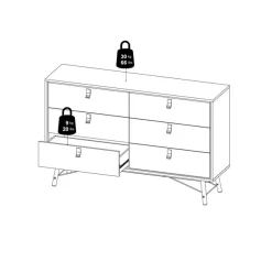 Home affaire Kommode »Ry Aufbewahrung, Schubladenschrank, Stauraum,« Sideboard mit 6 Schubladen, Breite 150 cm, Höhe 95 cm, Massivholzbeine