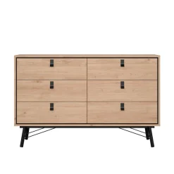 Home affaire Kommode »Ry Aufbewahrung, Schubladenschrank, Stauraum,« Sideboard mit 6 Schubladen, Breite 150 cm, Höhe 95 cm, Massivholzbeine