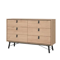 Home affaire Kommode »Ry Aufbewahrung, Schubladenschrank, Stauraum,« Sideboard mit 6 Schubladen, Breite 150 cm, Höhe 95 cm, Massivholzbeine