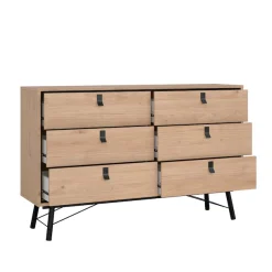 Home affaire Kommode »Ry Aufbewahrung, Schubladenschrank, Stauraum,« Sideboard mit 6 Schubladen, Breite 150 cm, Höhe 95 cm, Massivholzbeine