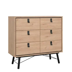Home affaire Kommode »Ry Aufbewahrung, Schubladenschrank, Stauraum« Sideboard mit 6 Schubladen, Breite 102 cm, Höhe 95 cm, Massivholzbeine