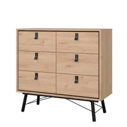 Home affaire Kommode »Ry Aufbewahrung, Schubladenschrank, Stauraum« Sideboard mit 6 Schubladen, Breite 102 cm, Höhe 95 cm, Massivholzbeine