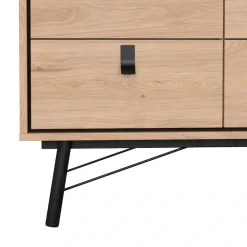 Home affaire Kommode »Ry Aufbewahrung, Schubladenschrank, Stauraum« Sideboard mit 6 Schubladen, Breite 102 cm, Höhe 95 cm, Massivholzbeine