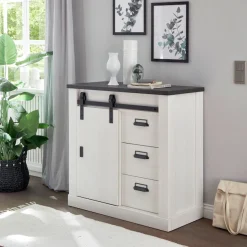 Home affaire Kommode »Sherwood, Sideboard im Industrial-Style, Schrank, Stauraumelement« mit Scheunentorbeschlag & Apothekergriffen, in 2 Farben erhältlich