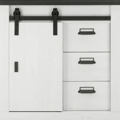 Home affaire Kommode »Sherwood, Sideboard im Industrial-Style, Schrank, Stauraumelement« mit Scheunentorbeschlag & Apothekergriffen, in 2 Farben erhältlich