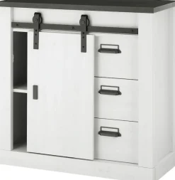 Home affaire Kommode »Sherwood, Sideboard im Industrial-Style, Schrank, Stauraumelement« mit Scheunentorbeschlag & Apothekergriffen, in 2 Farben erhältlich