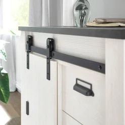 Home affaire Kommode »Sherwood, Sideboard im Industrial-Style, Schrank, Stauraumelement« mit Scheunentorbeschlag & Apothekergriffen, in 2 Farben erhältlich