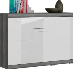 Home affaire Kommode »SIENA, Breite 120 cm, 3 Türen, 1 Schubkasten, 5 Einlegeböden, 8 Fächer« hochwertige Rillenfräsung in MDF Front,Schuhkommode, Schuhschrank, Anrichte, Sideboard
