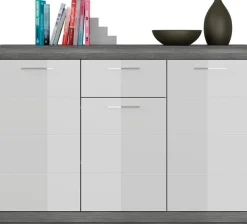 Home affaire Kommode »SIENA, Breite 120 cm, 3 Türen, 1 Schubkasten, 5 Einlegeböden, 8 Fächer« hochwertige Rillenfräsung in MDF Front,Schuhkommode, Schuhschrank, Anrichte, Sideboard
