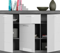 Home affaire Kommode »SIENA, Breite 120 cm, 3 Türen, 1 Schubkasten, 5 Einlegeböden, 8 Fächer« hochwertige Rillenfräsung in MDF Front,Schuhkommode, Schuhschrank, Anrichte, Sideboard