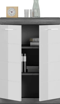 Home affaire Kommode »SIENA, Breite 60 cm, 2 Türen, 2 Einlegeböden, 3 Fächer« hochwertige Rillenfräsung in MDF Front,Schuhkommode, Schuhschrank, Anrichte, Sideboard