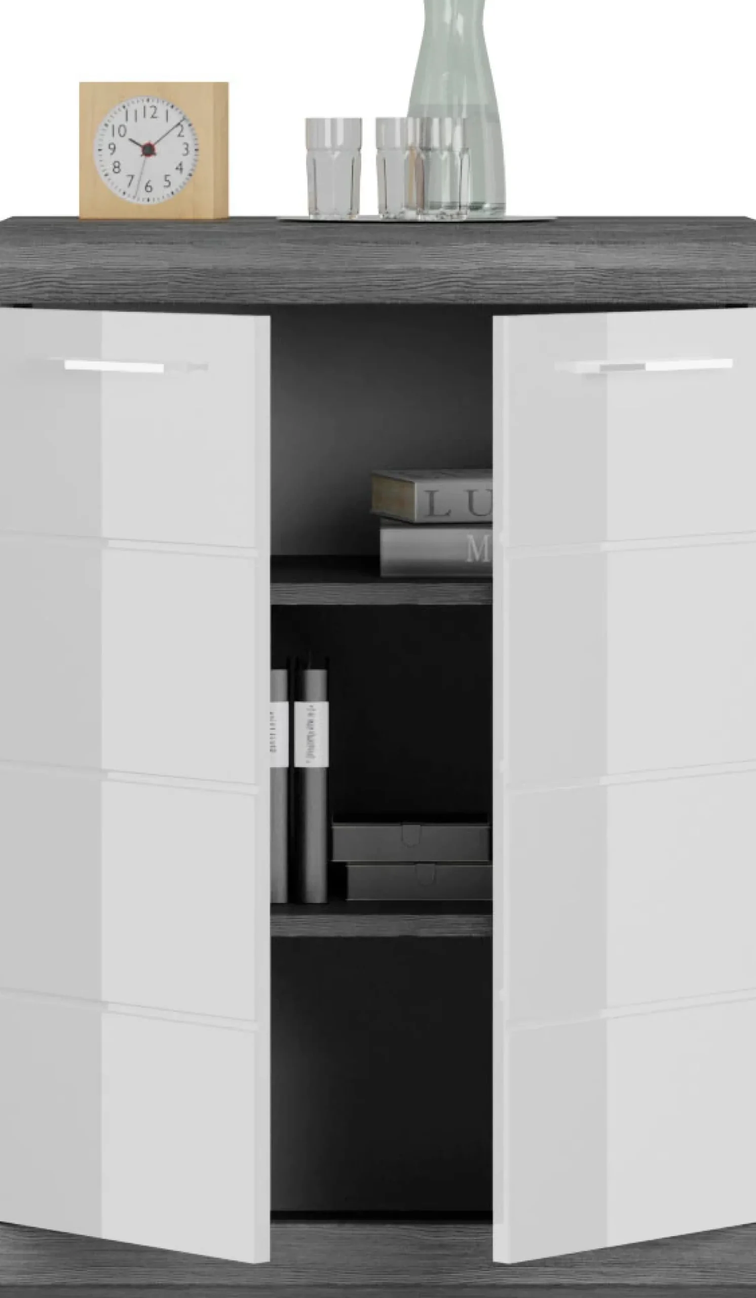 Home affaire Kommode »SIENA, Breite 60 cm, 2 Türen, 2 Einlegeböden, 3 Fächer« hochwertige Rillenfräsung in MDF Front,Schuhkommode, Schuhschrank, Anrichte, Sideboard