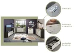 Home affaire Kommode »SIENA, Breite 60 cm, 2 Türen, 2 Einlegeböden, 3 Fächer« hochwertige Rillenfräsung in MDF Front,Schuhkommode, Schuhschrank, Anrichte, Sideboard