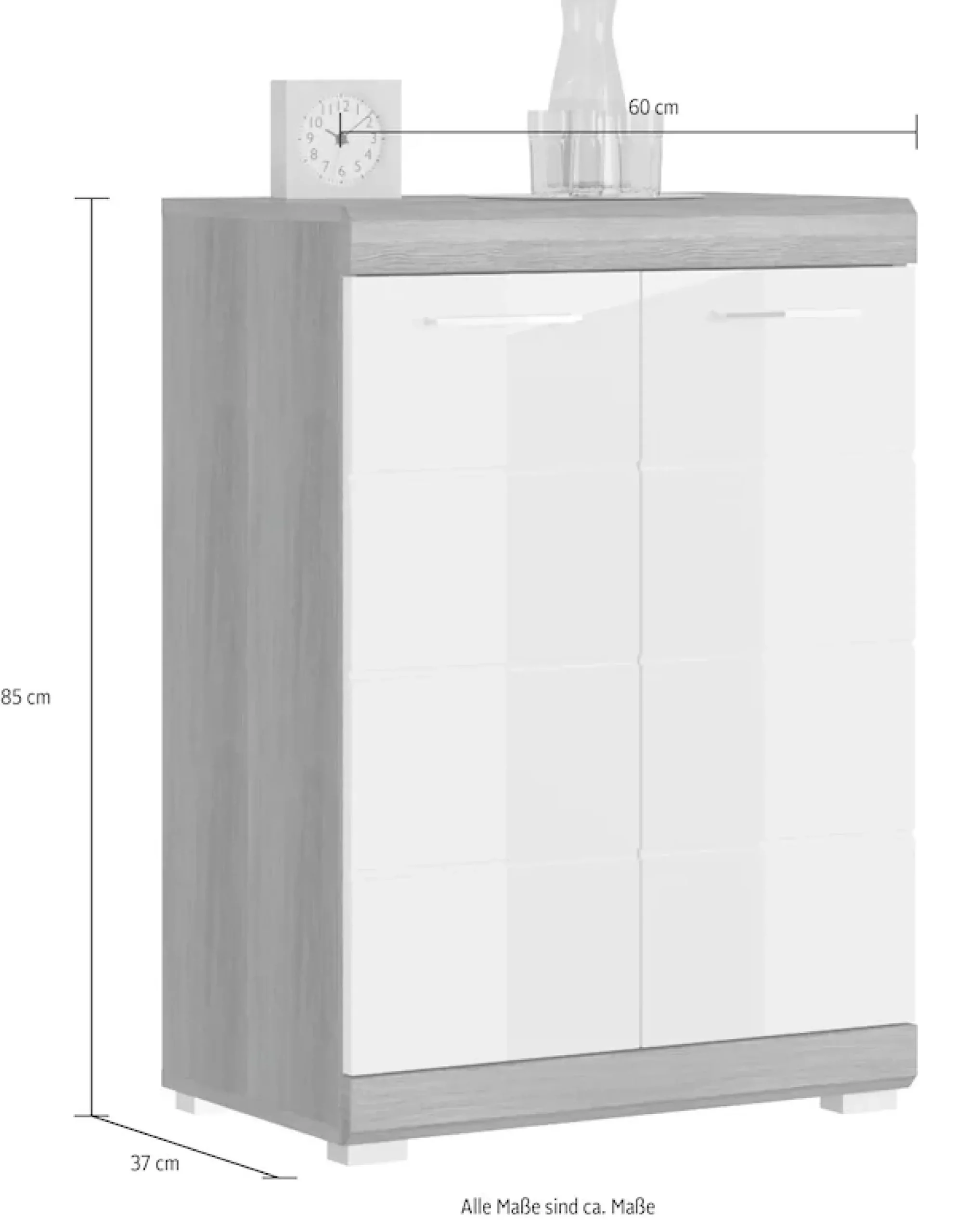 Home affaire Kommode »SIENA, Breite 60 cm, 2 Türen, 2 Einlegeböden, 3 Fächer« hochwertige Rillenfräsung in MDF Front,Schuhkommode, Schuhschrank, Anrichte, Sideboard