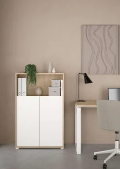 Home affaire Kommode »Sign Sideboard mit Ablageregal für Akten, Bücher« mit 2 Türen, dahinter 2 Einlegeböden, Höhe 123 cm, Breite 80 cm