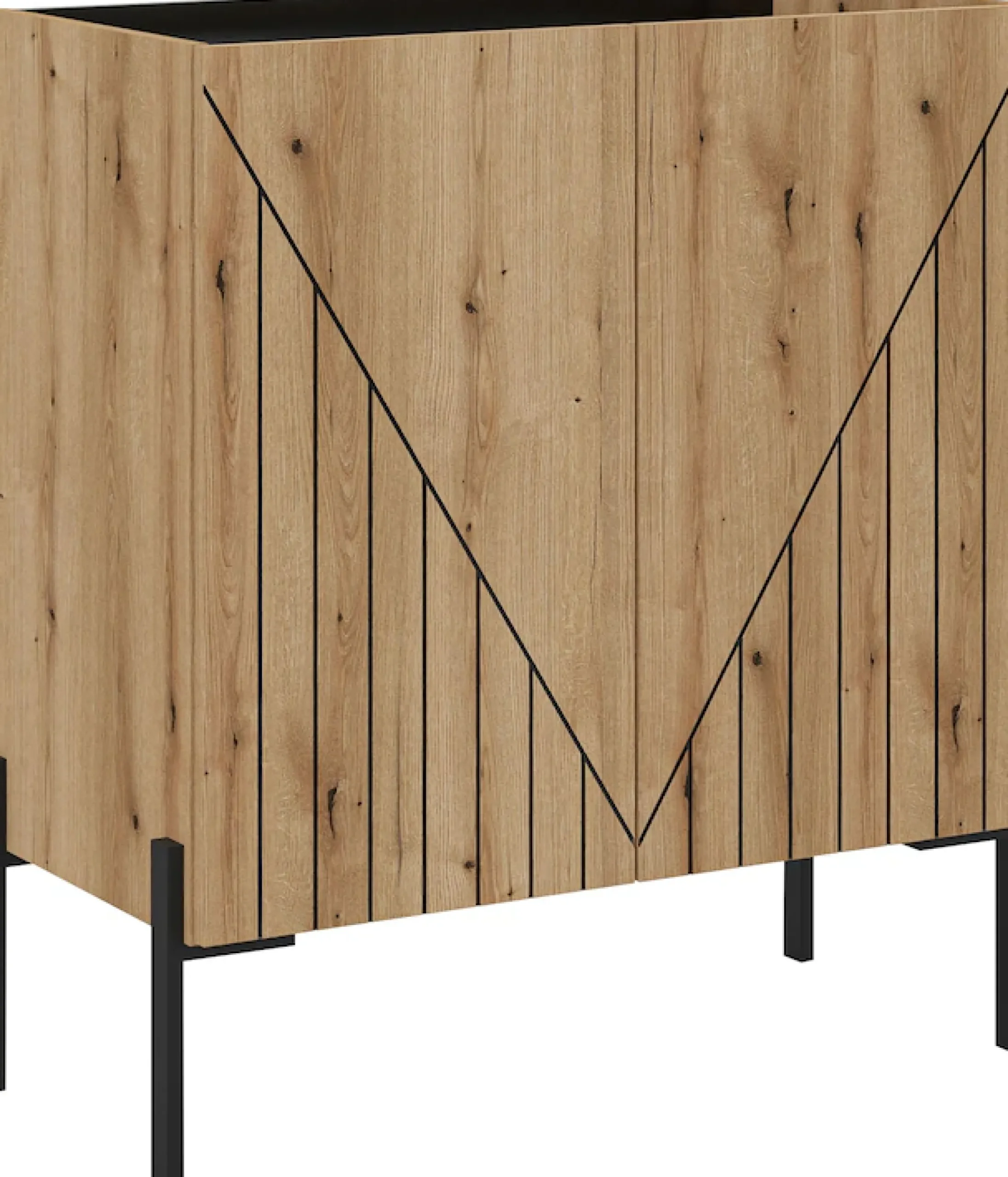 Home affaire Kommode »SNETT, Höhe: 91cm, mit Metall-Stabfüßen, 2 Türen, 2 Einlegeböden« Anrichte, Sideboard, Schrank, Board, Highboard