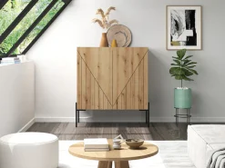 Home affaire Kommode »SNETT, Höhe: 91cm, mit Metall-Stabfüßen, 2 Türen, 2 Einlegeböden« Anrichte, Sideboard, Schrank, Board, Highboard