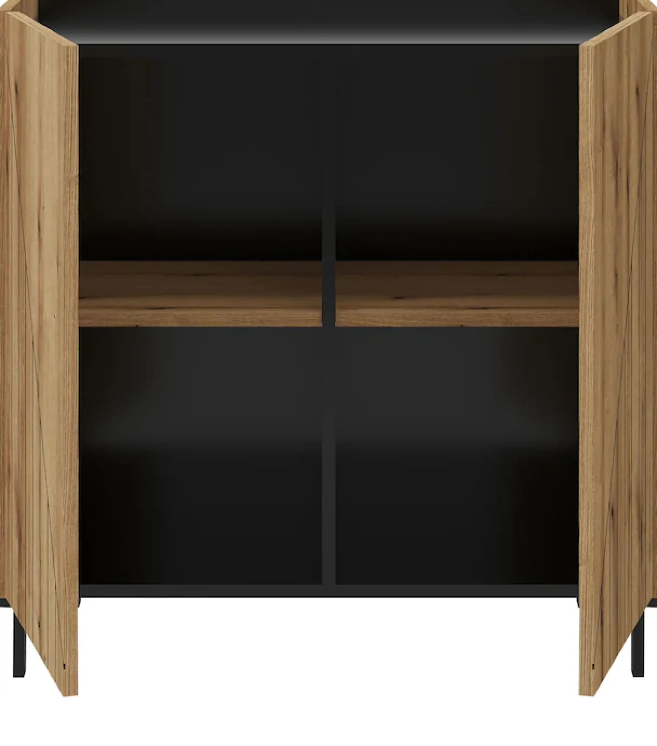 Home affaire Kommode »SNETT, Höhe: 91cm, mit Metall-Stabfüßen, 2 Türen, 2 Einlegeböden« Anrichte, Sideboard, Schrank, Board, Highboard