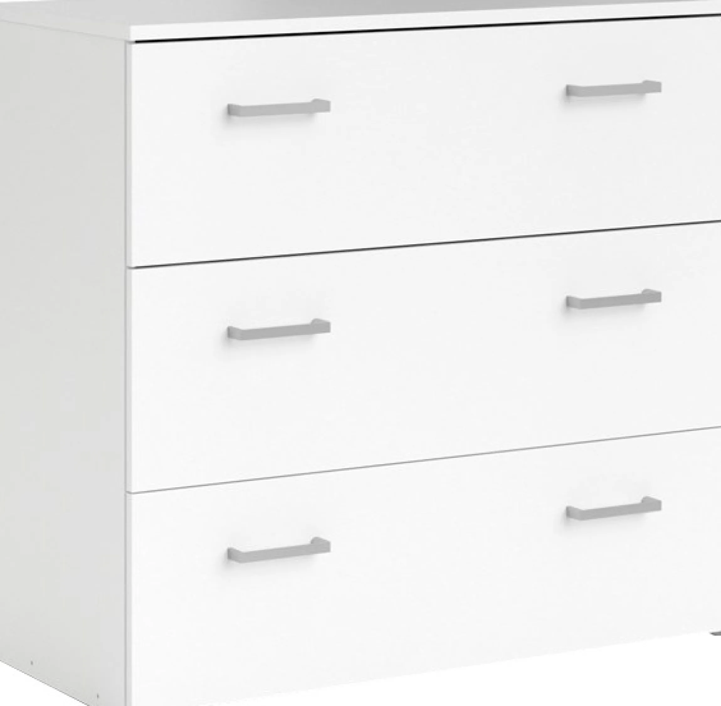 Home affaire Kommode »Space, Mit viel Stauraum, graue Stangengriffe, einfache Selbstmontage« Mit 3 Schubladen, grauen Griffen, modern, B: 74,1 x H: 69,9 cm
