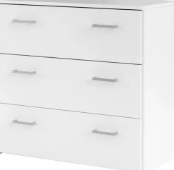 Home affaire Kommode »Space, Mit viel Stauraum, graue Stangengriffe, einfache Selbstmontage« Mit 3 Schubladen, grauen Griffen, modern, B: 74,1 x H: 69,9 cm