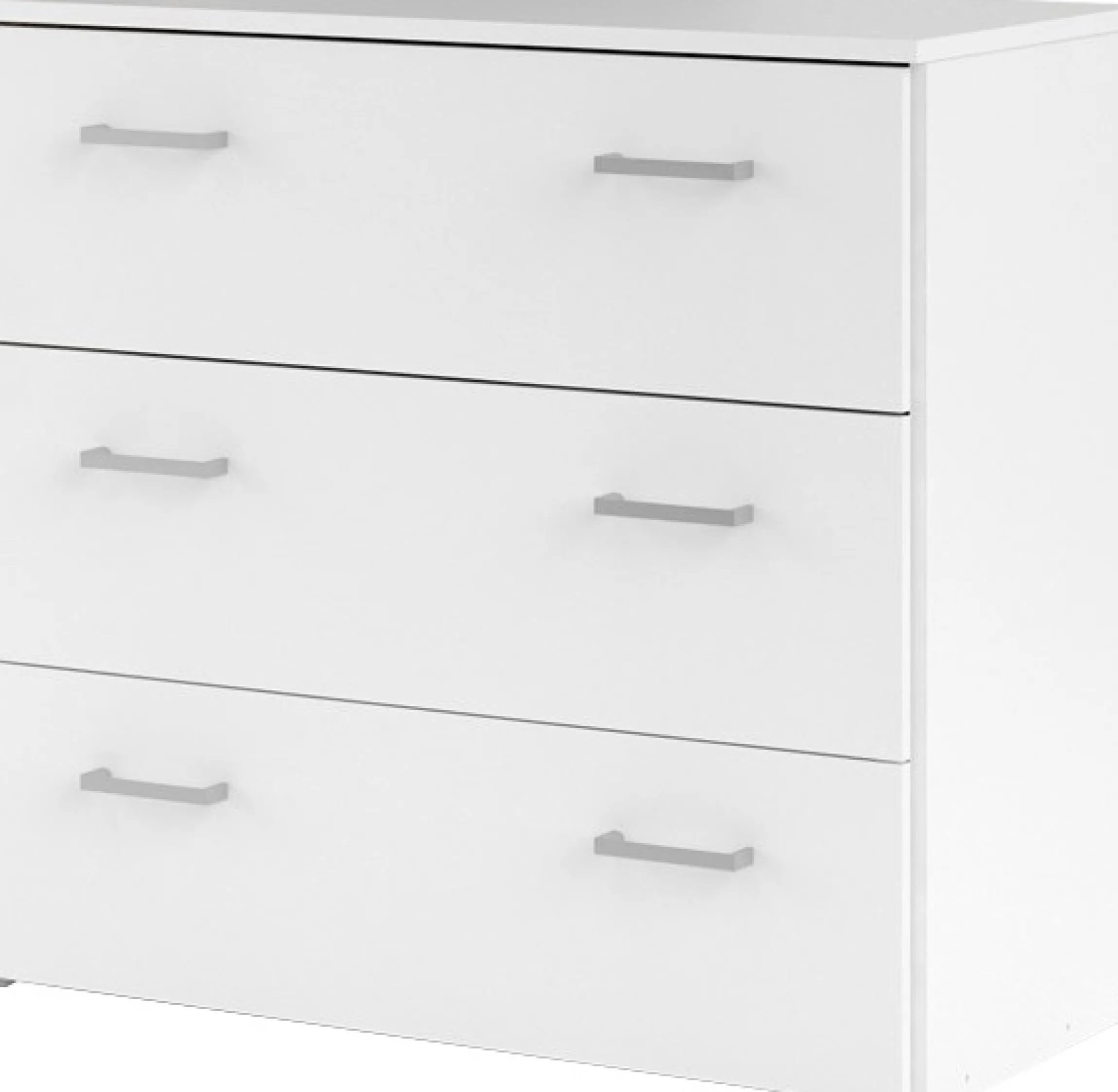 Home affaire Kommode »Space, Mit viel Stauraum, graue Stangengriffe, einfache Selbstmontage« Mit 3 Schubladen, grauen Griffen, modern, B: 74,1 x H: 69,9 cm
