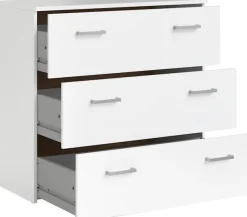 Home affaire Kommode »Space, Mit viel Stauraum, graue Stangengriffe, einfache Selbstmontage« Mit 3 Schubladen, grauen Griffen, modern, B: 74,1 x H: 69,9 cm