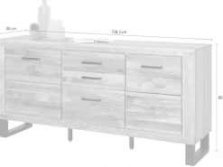 Home affaire Kommode 1 Stk. tlg. Industriestil, Teilmassiv Eiche, schwarze Elemente, Modern