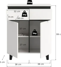 Home affaire Kommode »TOMA, Höhe: 99cm, mit Metall-Kufen-Fuß, 2 Türen, 2 Schubkästen« Anrichte, Sideboard, Schrank, Board, Highboard