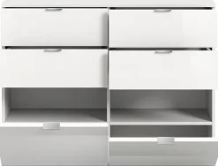 Home affaire Kommode »Trondheim Schuhkommode, Breite 12 cm,« 1 Stk. tlg. hochglanz, für ca. 8 Paar Schuhe, 4 Schubkästen, Schuhkommode, Flur