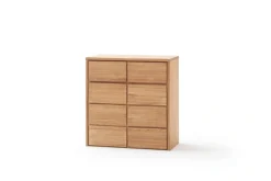 Home affaire Kommode »Zetra Schubladenschrank, 2 Schubladen/2 Türen mit Soft-Close-Function« Fertig montiert, Eiche Massivholz, Breite 88 cm