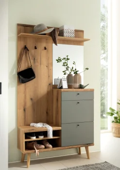 Home affaire Kompaktgarderobe »Mavas, Garderobe, Garderobenschrank, ScandicDesign, Evoke Eiche/Salbei« ausreichend Stauraum, für kleine Räume geeignet, 110 cm breit