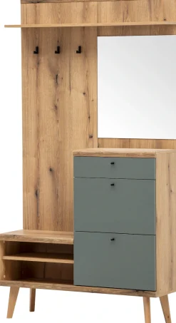 Home affaire Kompaktgarderobe »Mavas, Garderobe, Garderobenschrank, ScandicDesign, Evoke Eiche/Salbei« ausreichend Stauraum, für kleine Räume geeignet, 110 cm breit