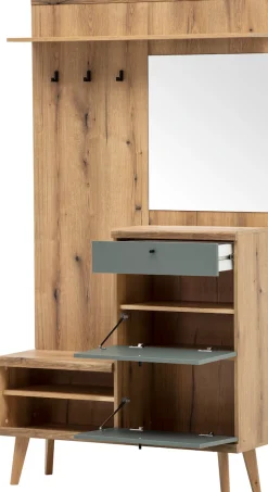 Home affaire Kompaktgarderobe »Mavas, Garderobe, Garderobenschrank, ScandicDesign, Evoke Eiche/Salbei« ausreichend Stauraum, für kleine Räume geeignet, 110 cm breit