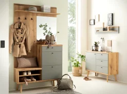 Home affaire Kompaktgarderobe »Mavas, Garderobe, Garderobenschrank, ScandicDesign, Evoke Eiche/Salbei« ausreichend Stauraum, für kleine Räume geeignet, 110 cm breit