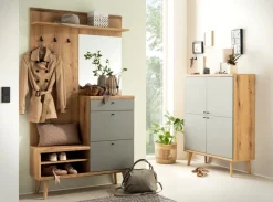 Home affaire Kompaktgarderobe »Mavas, Garderobe, Garderobenschrank, ScandicDesign, Evoke Eiche/Salbei« ausreichend Stauraum, für kleine Räume geeignet, 110 cm breit