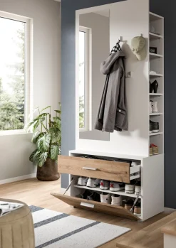 Home affaire Kompaktgarderobe »Morrea, Höhe 190 cm, 1 Schubkästen, 6 Haken, 1 Kleiderstange, 7 Fächer« 1 Stk. tlg. schmale Garaderobe, Stauraum, Flur, Diele