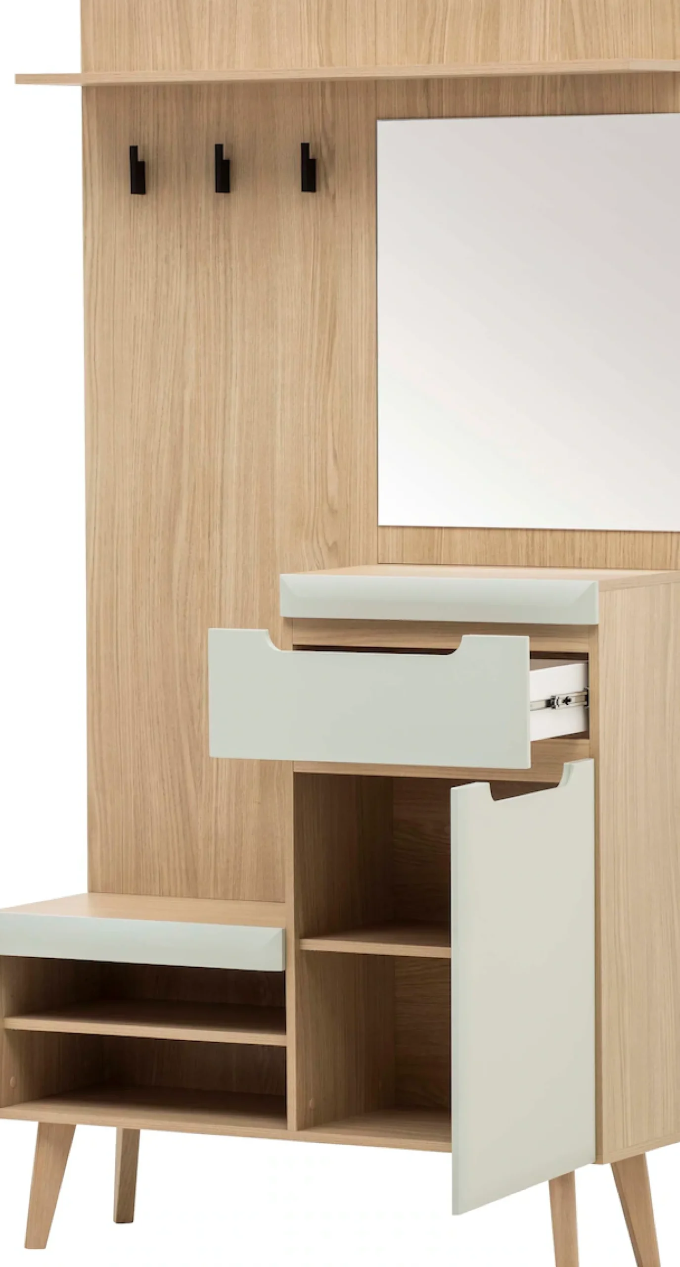 Home affaire Kompaktgarderobe »Torge, Garderobe mit Stauraum, Garderobenschrank im Scandic Design« in zwei Farben, viel Stauraum, 107 cm breit, für kleine Räume geeignet