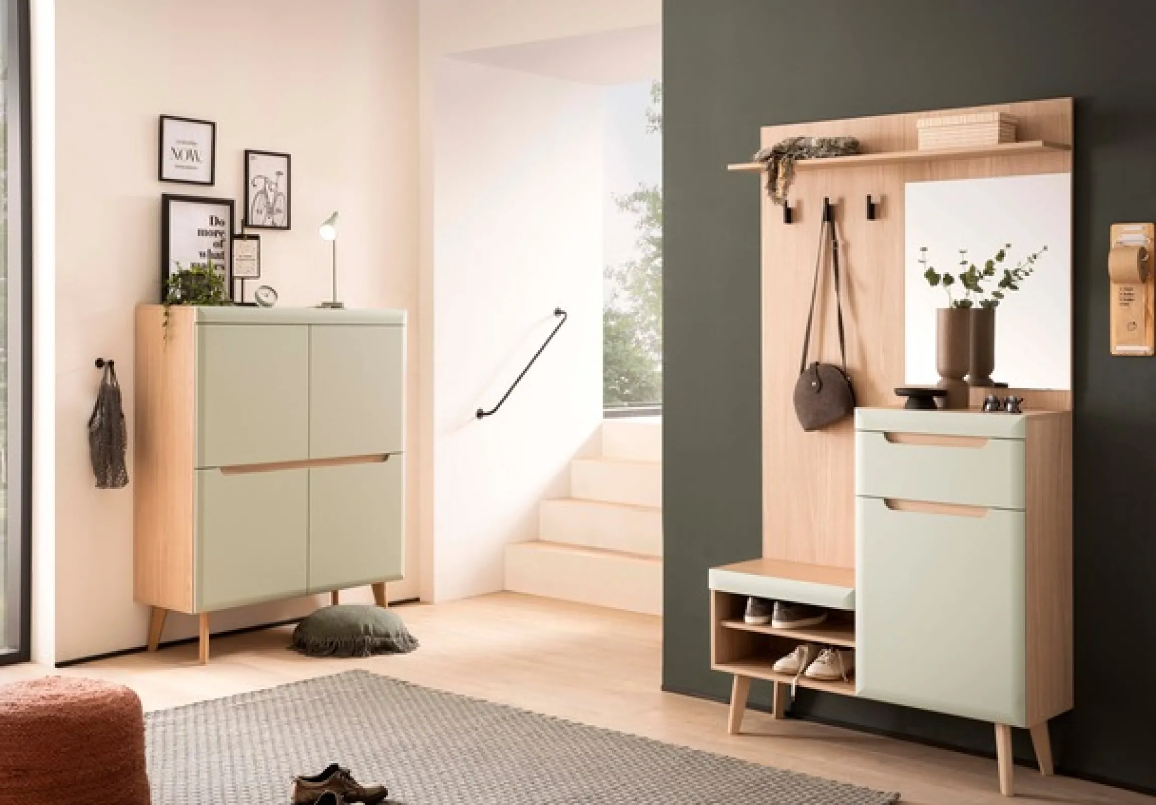 Home affaire Kompaktgarderobe »Torge, Garderobe mit Stauraum, Garderobenschrank im Scandic Design« in zwei Farben, viel Stauraum, 107 cm breit, für kleine Räume geeignet