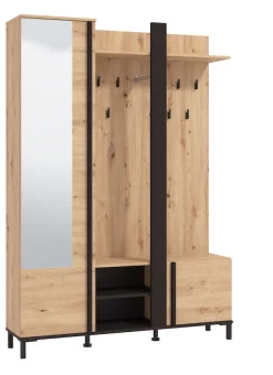Home affaire Kompaktgarderobe »Nino Flurgarderobe, Dielenschrank, Flurmöbel, Garderobe, Breite 135 cm« Schuhschrank, Spiegel, Haken, viel Stauraum, ideal für kleine Räume