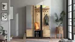 Home affaire Kompaktgarderobe »Nino Flurgarderobe, Dielenschrank, Flurmöbel, Garderobe, Breite 135 cm« Schuhschrank, Spiegel, Haken, viel Stauraum, ideal für kleine Räume