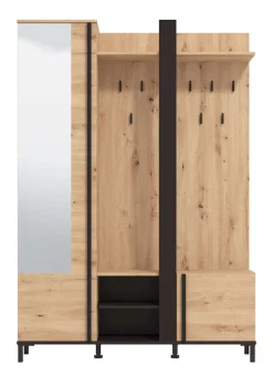 Home affaire Kompaktgarderobe »Nino Flurgarderobe, Dielenschrank, Flurmöbel, Garderobe, Breite 135 cm« Schuhschrank, Spiegel, Haken, viel Stauraum, ideal für kleine Räume